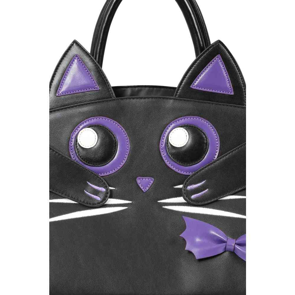 Banned - Mystic Cat Handbag - Black/Purple
